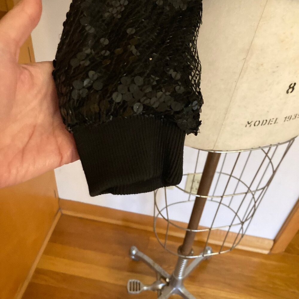 Black Sequin Bomber Jacket - image 4